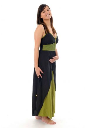 Robe Ethnique Style Caftan En Coton Taille 38 - Couleur Rose/Noir, Longueur 118 Cm